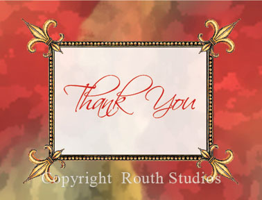 Red & Gold Fleur-de-lis note cards 